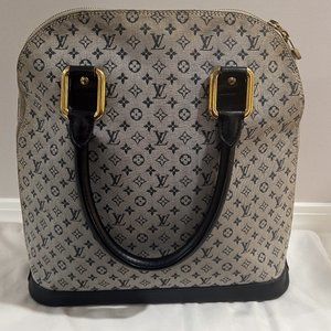 Louis Vuitton Navy Canvas Monogram Mini Lin Alma Haute Bag Tall (Authentic)